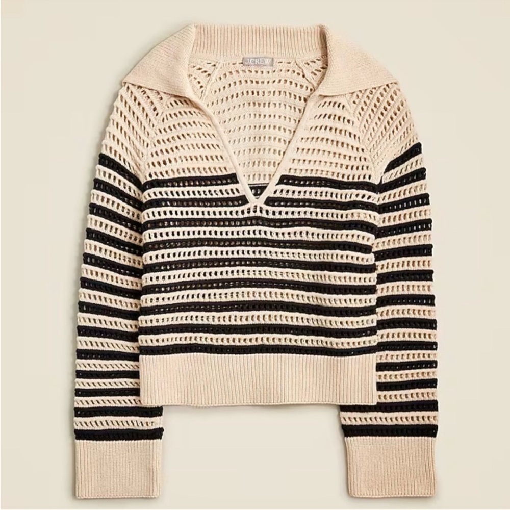 J. Crew Crochet sailor-collar sweater in stripe XL